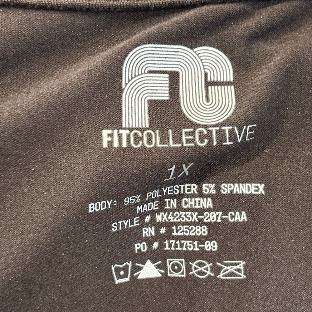 Fit Collective Soft V Neck Plus Size 1X Brown Shirt Top Casual Fitness Stretch - Picture 9 of 9